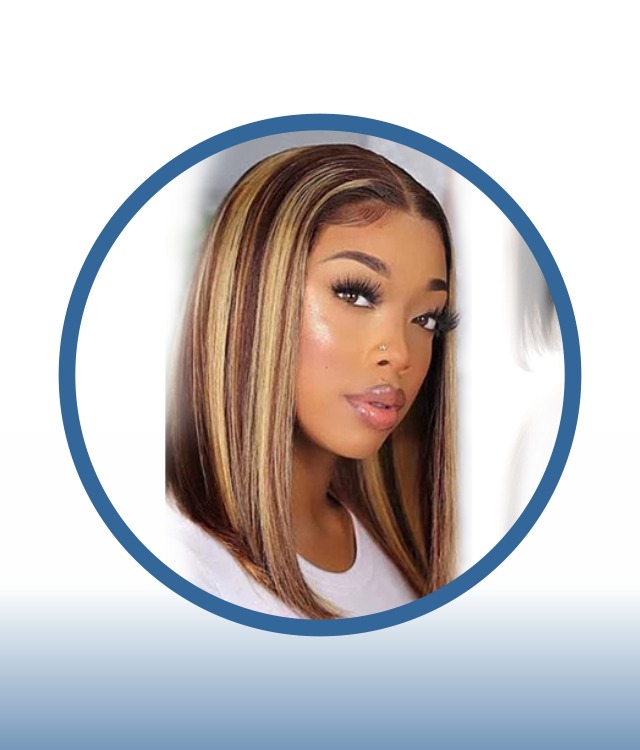 14" Middle-Part Layered Highlighted Bob Wig