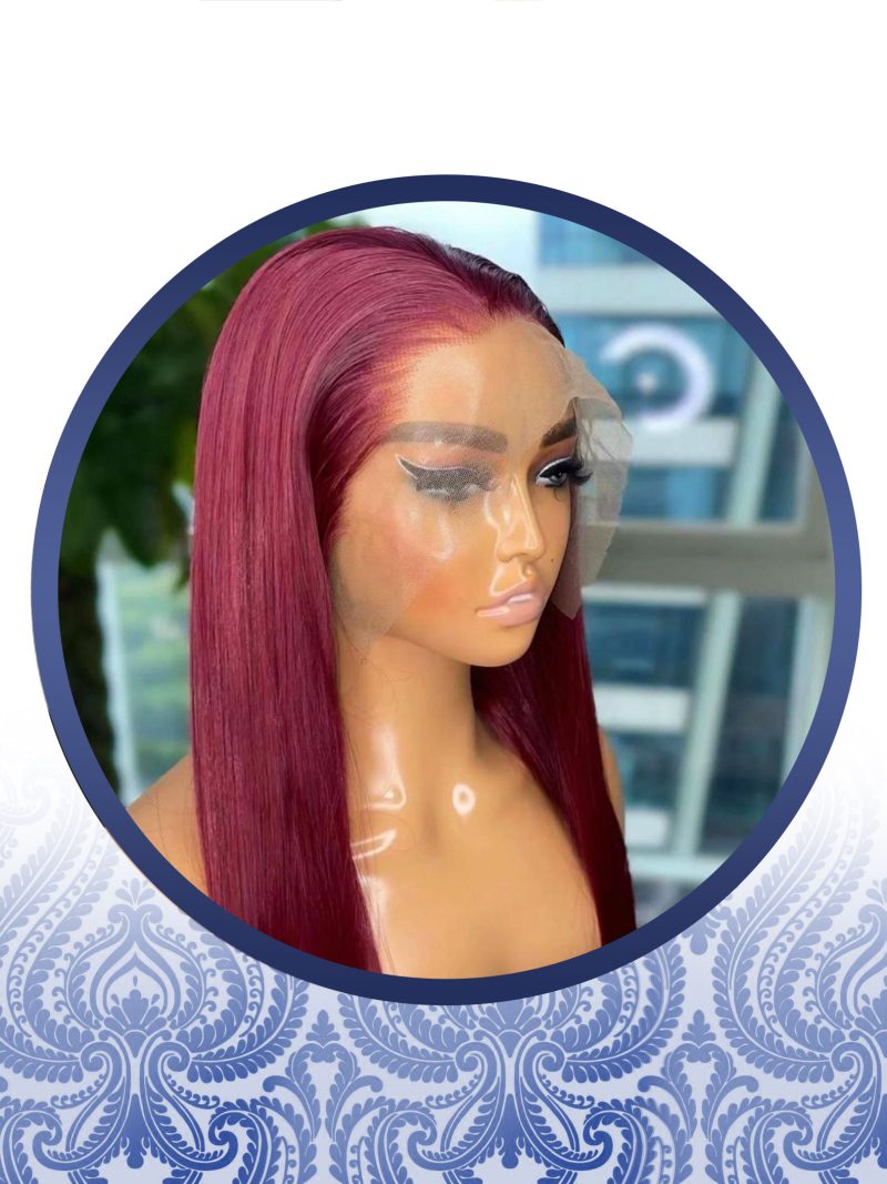 20" Peruvian Wine-Red Lace Frontal Wig