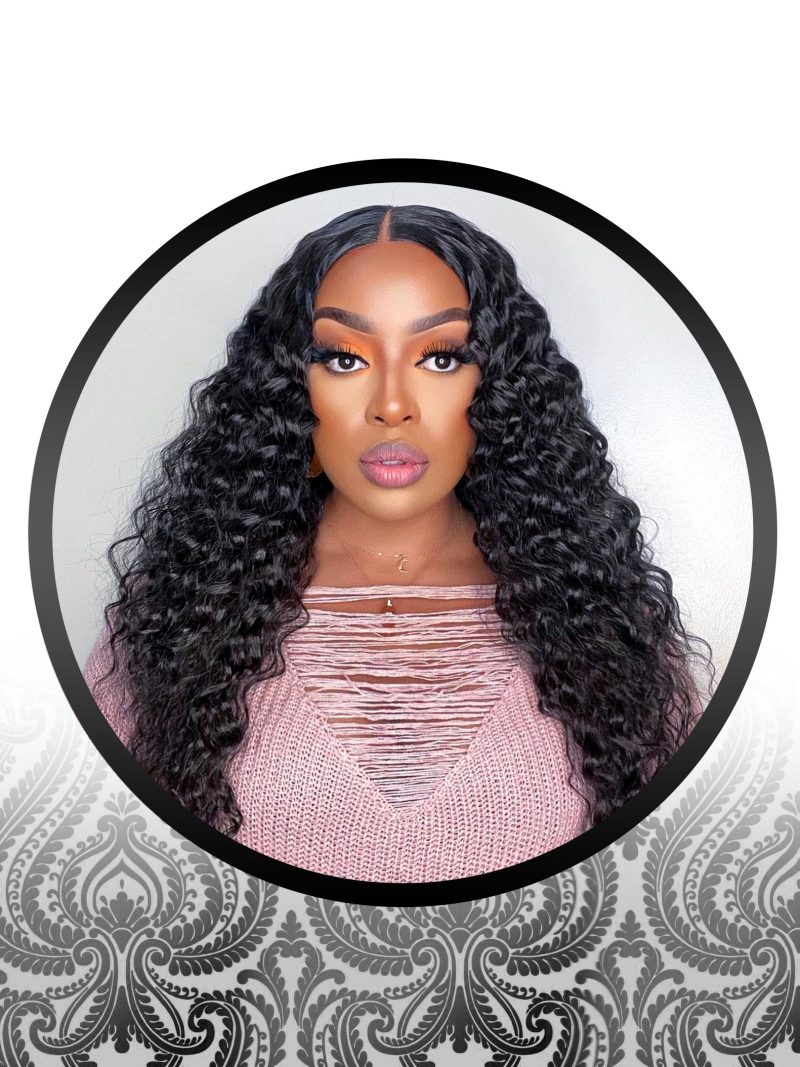 Middle-Part Human HairBlend Deep Wave Wigs