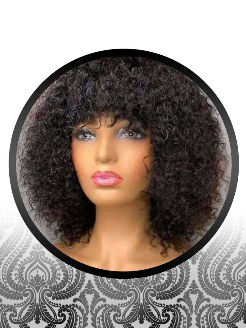 Human HairBlend Curl Fringe Wigs