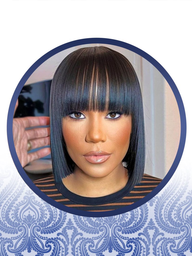 8" Straight Bob Closure Fringe Wig
