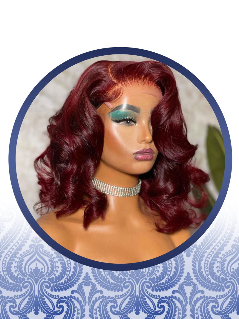 14 Inch Curled 4x4 Maroon Styled Peruvian Wig