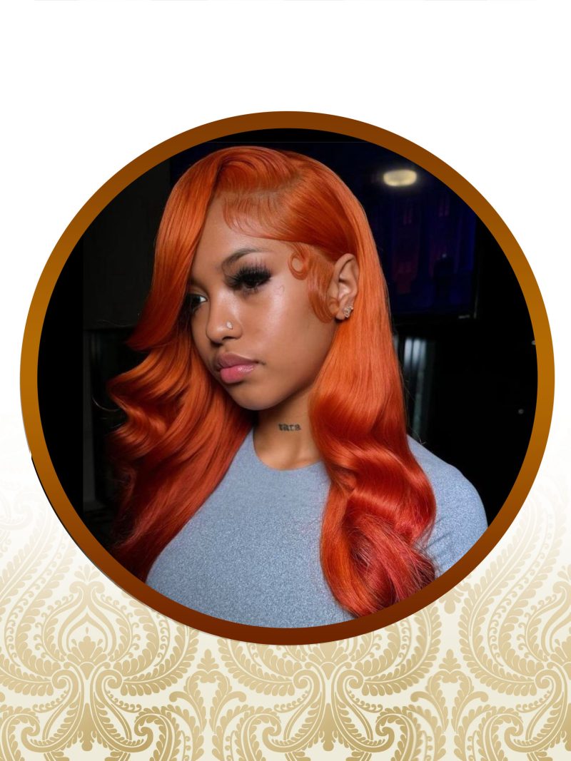 24" Glueless Orange Bouncy Body-Loose Wave Double-Drawn Unit