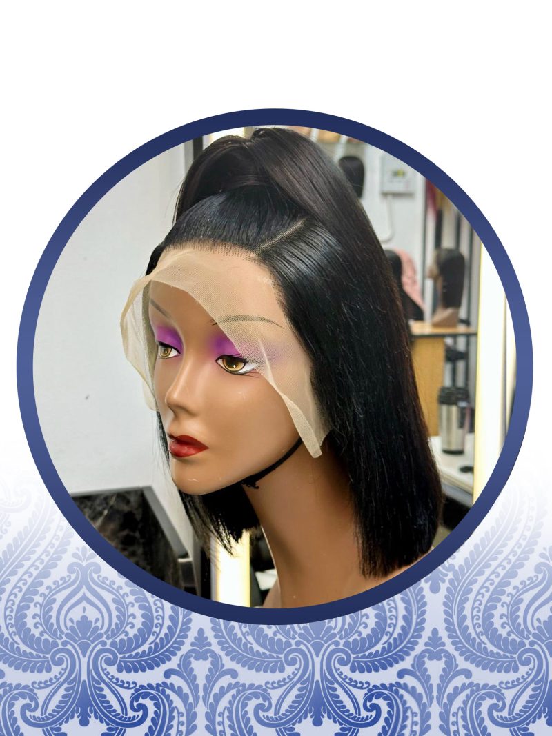 12” CUSTOMIZED TOP BUN LACE FRONTAL BOB WIG