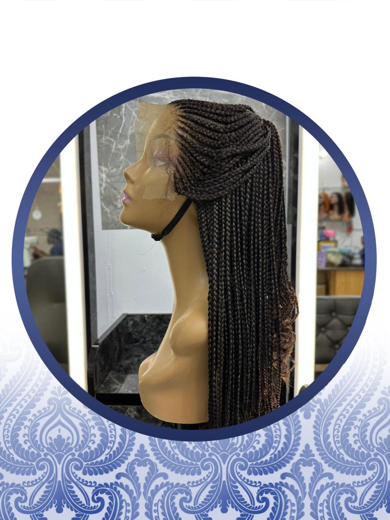 26" Mixed Brown Lace Frontal Top-bun Braided Wig