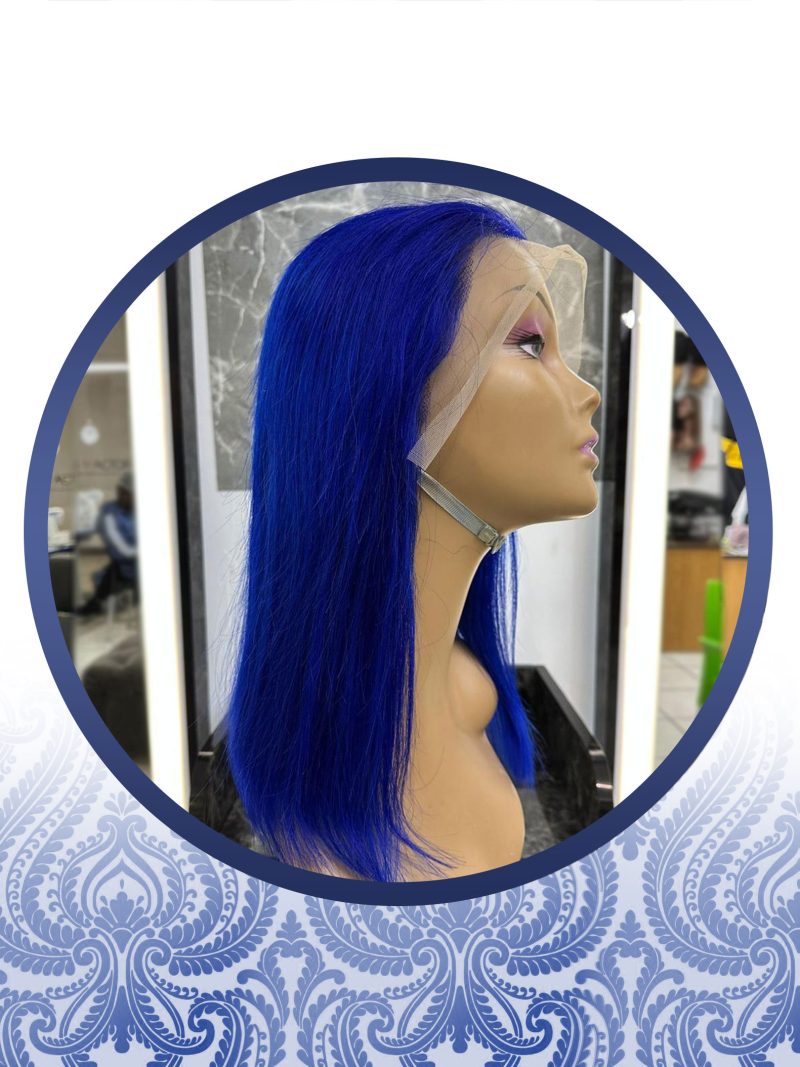 14" Straight Blue Lace Frontal Wig
