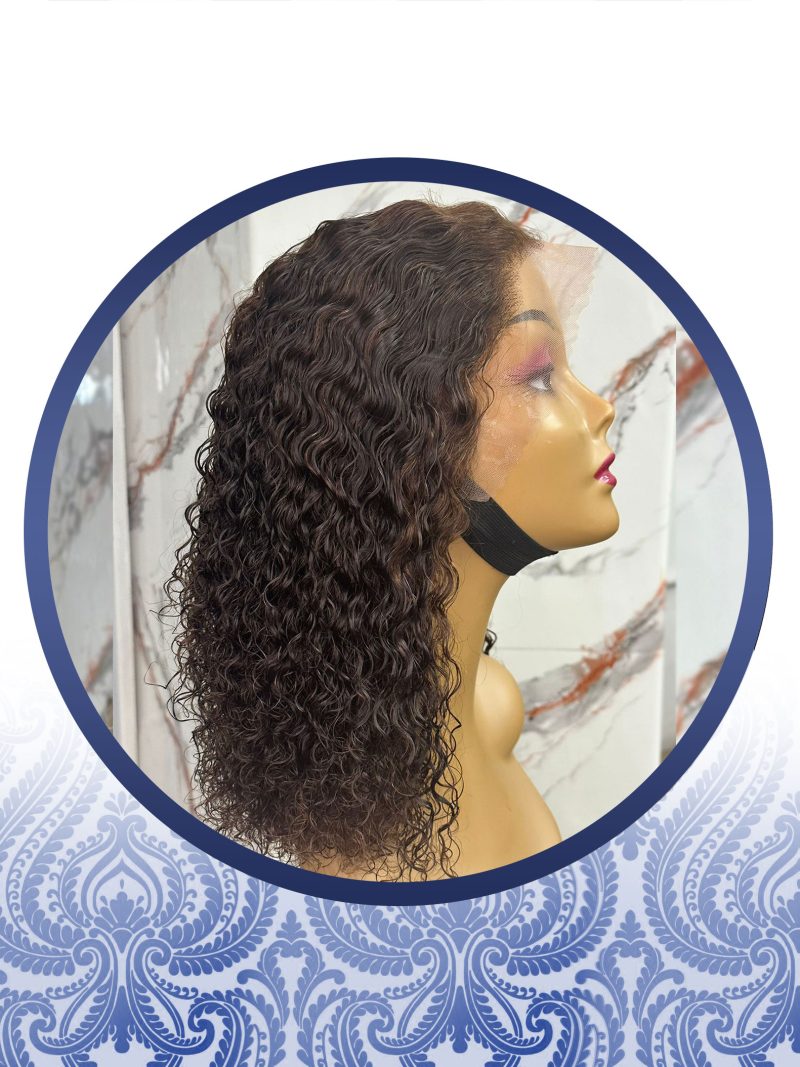 14 Inch Chocolate Brown Lace Frontal Waterwave Wig