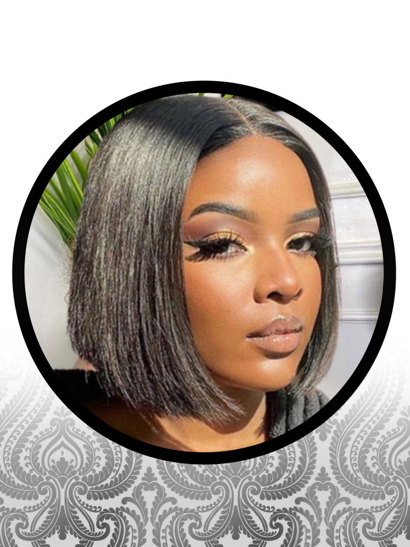 8″ Straight Human HairBlend Middle-Part Wig